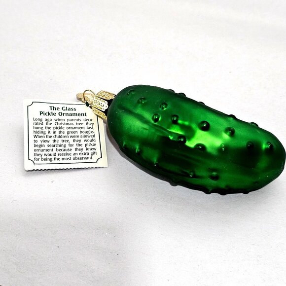 Old World Christmas Pickle Ornament 3" blown glass green holiday 1990s nostalgia - Picture 6 of 7